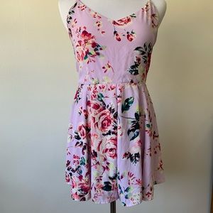 Express Strappy Floral Lace Up Corset Back Skater Romper (Size 4)